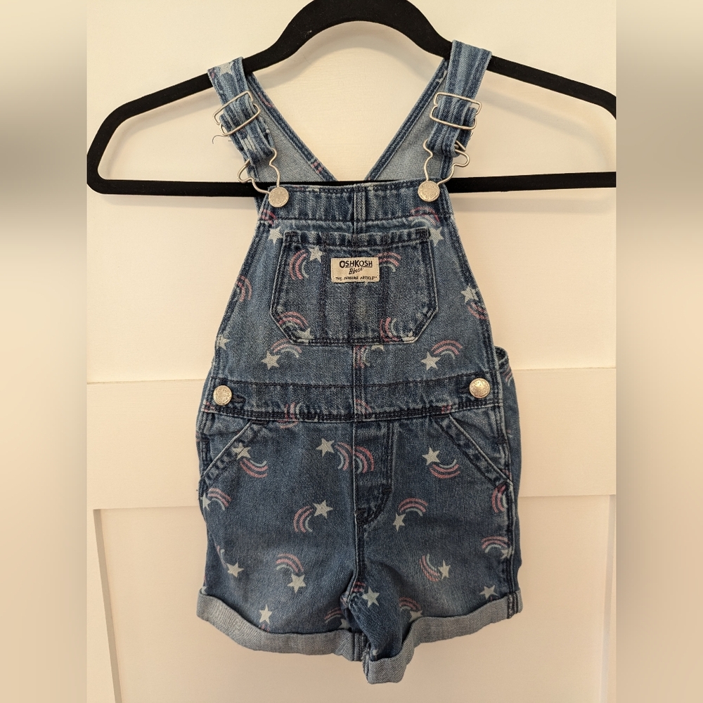 OshKosh B'gosh Rainbow And Stars 2T Denim Shortalls